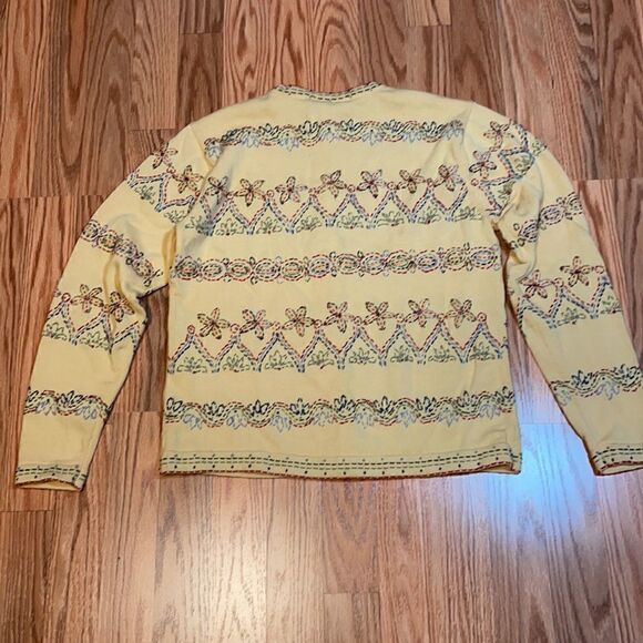 Yellow Cardigan, embroidered  Sweater, XS - Picture 5 of 7